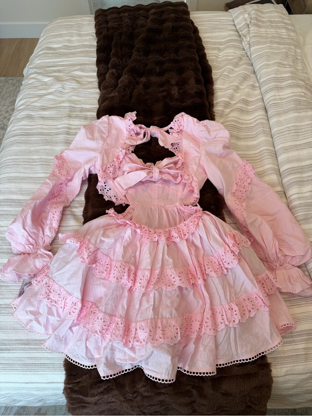 ASOS Pink Layered Ruffle Dress - Picture 2 of 6